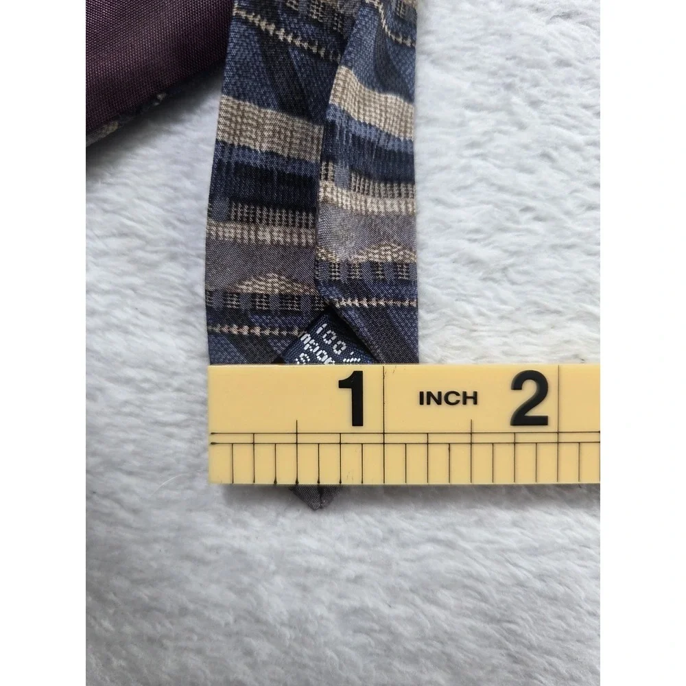Vintage Superba Loosen Up Silk Tie Blue Taupe Stripe Pattern Classic Business...
